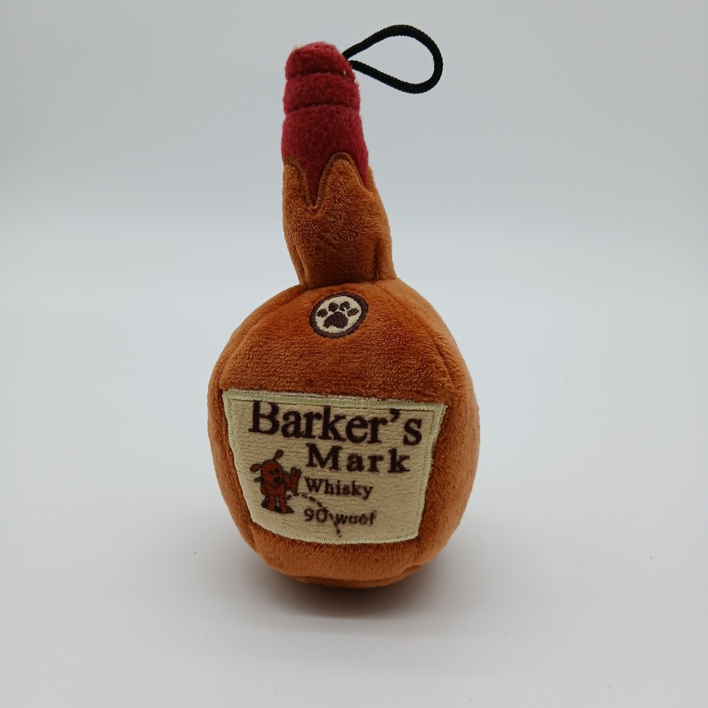 Huxley & Kent Barker's Mark Dog Toy Small Brown Whiskey Bottle Squeaker Plush